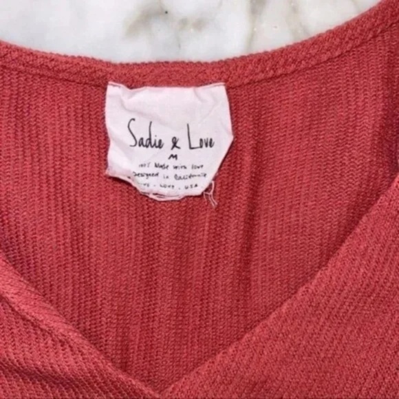 Rust Trumpet Sleeve Twisted V-Neck Blouse - Picture 3 of 6